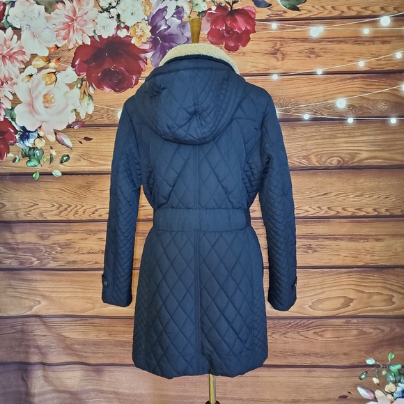Tommy Hilfiger Navy Blue Long Quilted Coat - Picture 4 of 8